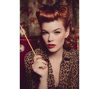 Vintage Pin-Up Composition Notebook: Retro Glam Rockabilly Journal with Leopard Print Fashion and Classic Lounge Style | 130 College-Ruled Pages with Margin | 6 x 9 Glossy Cover for Vintage Vixens