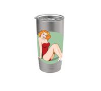 Vintage Pin-Up Girl Arte Americano Retro Nostalgia Vaso térmico de acero inoxidable de doble pared