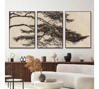 Vintage Pine Tree Branch Drawing Posters and Prints Plant Canvas Painting Wall Art Picture for Living Room Home Decor 50x70cmx3 Unframed