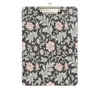 Vintage Pink Flowers William Morris - Portapapeles gris para mujer, impermeable, para entrenadores de voleibol, béisbol, tamaño 9 x 12.5 pulgadas, tabla para escribir con clip