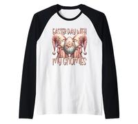 Vintage Pink GNOME Couple For Easter Day with My Gnomies Camiseta Manga Raglan