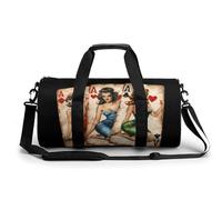Vintage Pinupgirls - Divertida bolsa de gimnasio grande y novedosa, ligera, deportiva, bolsa de viaje, equipaje, 17.5 x 9 x 9 pulgadas
