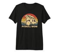 Vintage Pitbull Mom | Happy Smiling Pitbull Mom on Sunset Camiseta Premium