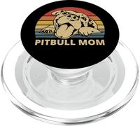 Vintage Pitbull Mom | Happy Smiling Pitbull Mom on Sunset PopSockets PopGrip para MagSafe