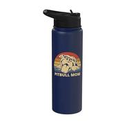 Vintage Pitbull Mom | Happy smiling Pitbull Mom on Sunset Stainless Steel Insulated Water Bottle