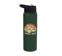 Vintage Pitbull Mom | Happy smiling Pitbull Mom on Sunset Stainless Steel Insulated Water Bottle