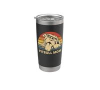 Vintage Pitbull Mom | Happy smiling Pitbull Mom on Sunset Vaso térmico de acero inoxidable de doble pared
