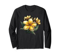 Vintage Plumeria Amarillo Floral Tropical Bloom Verano Manga Larga