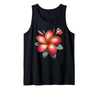 Vintage Plumeria Rojo Floral Tropical Bloom Verano Camiseta sin Mangas
