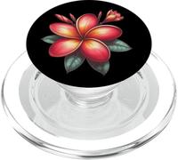 Vintage Plumeria Rojo Floral Tropical Bloom Verano PopSockets PopGrip para MagSafe