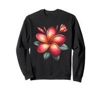Vintage Plumeria Rojo Floral Tropical Bloom Verano Sudadera