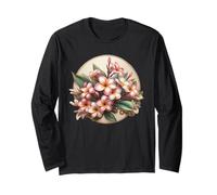 Vintage Plumeria Rosa Floral Tropical Bloom Verano Manga Larga