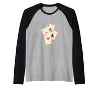 Vintage Poker Mano de Cuatro ases Camiseta Manga Raglan