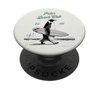 Vintage Polar Beach-Club Pingüino Surfer PopSockets PopGrip Adhesivo