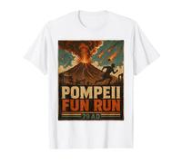 Vintage Pompeya Diversión Run Antigua Roma Volcán Erupción Humor Camiseta gráfica económica, Hombre, Blanco, L
