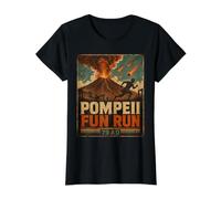 Vintage Pompeya Diversión Run Antigua Roma Volcán Erupción Humor Camiseta gráfica económica, Mujer, Negro, S