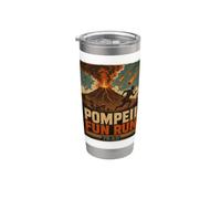Vintage Pompeya Diversión Run Antigua Roma Volcán Erupción Humor Vaso térmico de acero inoxidable de doble pared