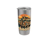 Vintage Praga República Checa Viaje Souvenir Monumento Regalo Vaso térmico de acero inoxidable de doble pared