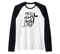 Vintage Pray More Worry Less - Verso de la Biblia Christian Faith Camiseta Manga Raglan