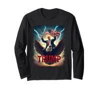 Vintage presidente Trump cabalgando un águila. Político patriótico Manga Larga