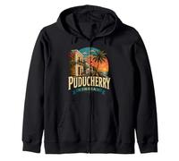 Vintage Puducherry India - Recuerdo de Viaje Sudadera con Capucha