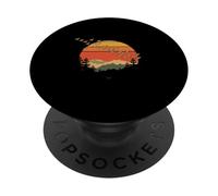 Vintage Puesta Montañas Pájaros Naturaleza Escena PopSockets PopGrip Adhesivo