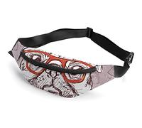 Vintage Pug Dog con Gafas Bow Hand Drawn Ornate Owl Fanny Pack, Adult Kids Sport Riñonera para Hombres y Mujeres