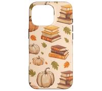 Vintage Pumpkin Fall Leaves and Books Bookworm Bookish Carcasa para iPhone 16 Pro