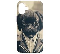Vintage Punk Rock Pug divertido tema de perro lindo Carcasa para iPhone 16 Plus