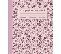 Vintage Purple Floral Pattern Composition Notebook: College Ruled, Romantic Vintage Purple Flower Vines, Cute Aesthetic Writing Journal for Girls, Teens & Women