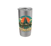 Vintage Pyongyang Corea del Norte Viaje Souvenir Monumento Regalo Vaso térmico de acero inoxidable de doble pared