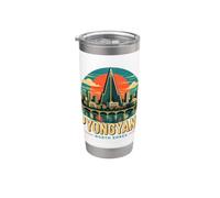 Vintage Pyongyang Corea del Norte Viaje Souvenir Monumento Regalo Vaso térmico de acero inoxidable de doble pared