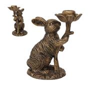Vintage Rabbit Candlestick - Decorative Bronze-Finish Resin Candle Holder Easter Table Centerpiece & Home Decor | Classic Animal Figurine For Spring Holiday Hosting