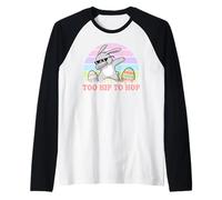 Vintage Rabbit Dabbing Hip Hop Funny Bunny Easter Day Camiseta Manga Raglan