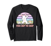 Vintage Rabbit Dabbing Hip Hop Funny Bunny Easter Day Manga Larga