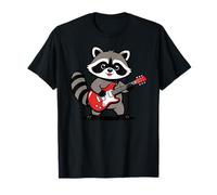 Vintage Raccoon Punk Music Playing Guitar Camiseta