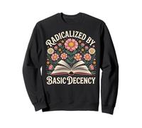 Vintage Radicalizado por Basic Decency Flowers and Books Women Sudadera