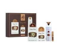 Vintage Radio Gift Set Lattafa, EDP 100ml + Mini Perfume 20ml + Desodorante 200ml + Atomizador Recargable - Fragancia Árabe Unisex Amaderada con Lavanda, Bergamota y Sándalo (Vintage Radio Gift Set)