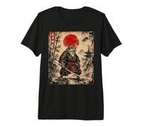 Vintage Rana Samurai Japonés Katana Guerrero Ukiyo-e Arte Camiseta Premium