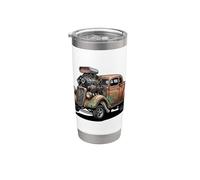 Vintage Rat Rod Hotrod Car Rusty Muscle Street Rod Diseño Vaso térmico de acero inoxidable de doble pared
