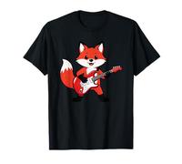 Vintage Red Fox Punk Music Playing Guitar Camiseta