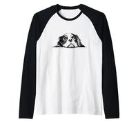 Vintage Red or Tri Color Cavalier King Charles Spaniel Dog Camiseta Manga Raglan