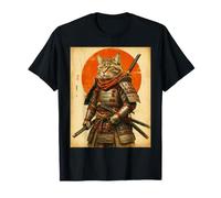 Vintage Red Sun Samurái, Gato atigrado, Guerrero, Gatito, Gato, mamá, papá Camiseta