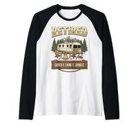 Vintage Retired RV Camping Camper Fishing Outdoors Camiseta Manga Raglan