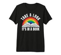 Vintage Retro Arco Iris echar un Vistazo es en un Libro Lectura Arte Camiseta Premium