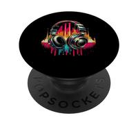 Vintage Retro Auriculares Electrónica Amante De La Música DJ PopSockets PopGrip Adhesivo