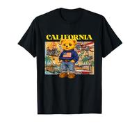 Vintage Retro California Teddy Bear Stories with USA Flag Camiseta