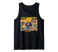Vintage Retro California Teddy Bear Stories with USA Flag Camiseta sin Mangas