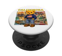Vintage Retro California Teddy Bear Stories with USA Flag PopSockets PopGrip Adhesivo