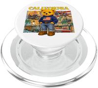 Vintage Retro California Teddy Bear Stories with USA Flag PopSockets PopGrip para MagSafe